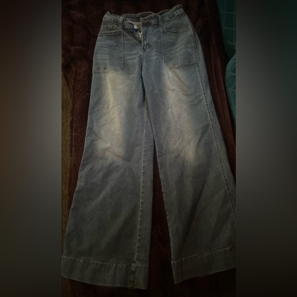 Wide-Leg High-Waisted Denim Jeans with Patch Pockets Temu Brand size XL